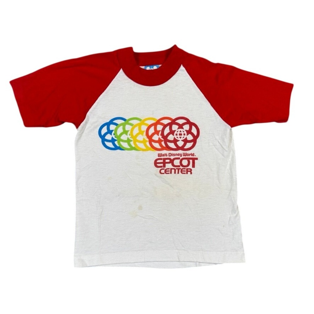 Vintage Disney Epcot Center Raglan T-Shirt Red White Character Fashions Medium